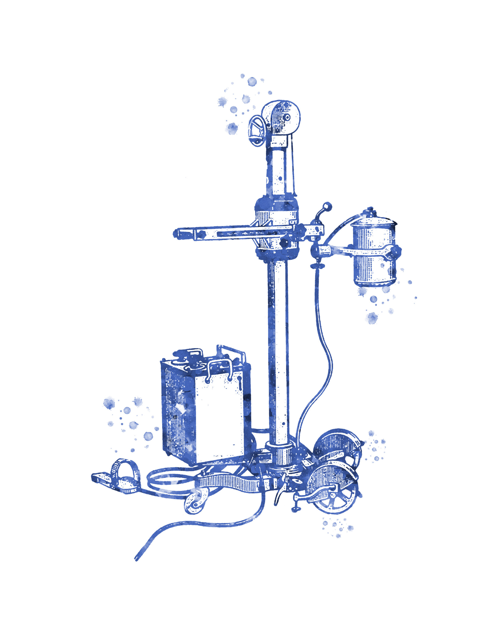 ein blau-monochromes Anesthesiegerät