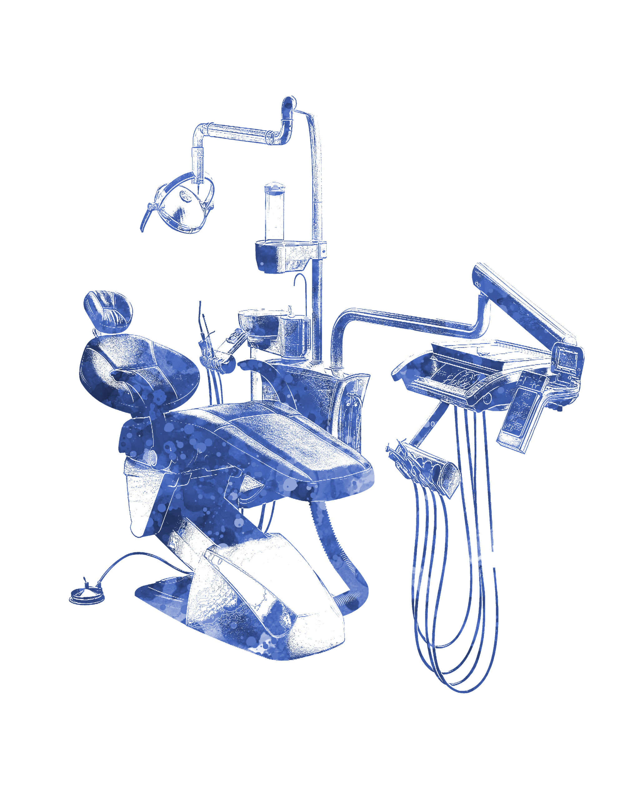 ein monochromatischer Zahnarztstuhl